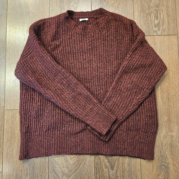 💥$5 ADD ON - Ardene Women's Burgundy Knit Chunky Oversize Comfy Sweater Size S - Picture 2 of 10